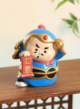 创意卡通萌神树脂小摆件中式门神家居装饰摆件办公工位解压小礼品