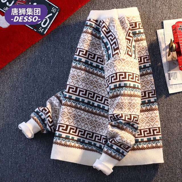 Tangshi Group DESSO autumn and winter new pullover warm sweater trendy retro trendy men's bottoming sweater sweater