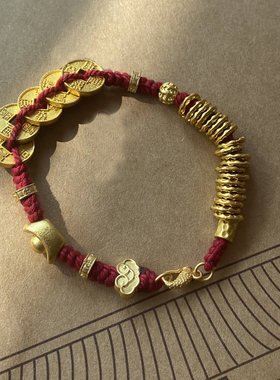 财神盘缠手链古法沙金