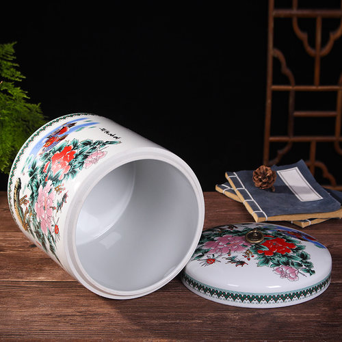 景德镇陶瓷茶叶罐特大号手工密封醒茶器米桶缸七子饼普洱存储陶瓷 - 图1