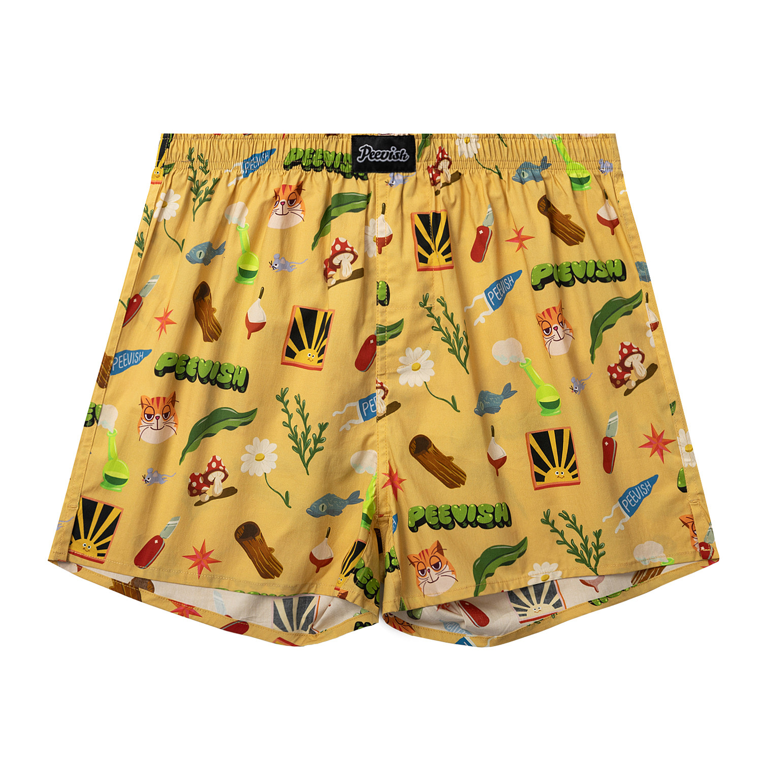 PEEVISH纯棉阿罗裤男士宽松可爱四角内裤情侣女居家短睡裤孖烟通,淘宝优惠券,粉丝福利购,淘宝优惠卷