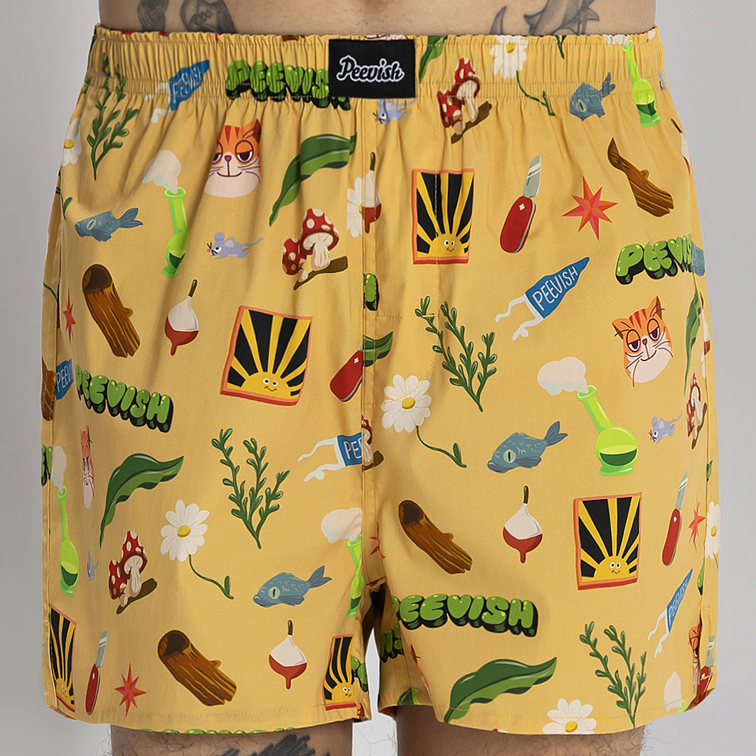 PEEVISH纯棉阿罗裤男士宽松可爱四角内裤情侣女居家短睡裤孖烟通,淘宝优惠券,粉丝福利购,淘宝优惠卷