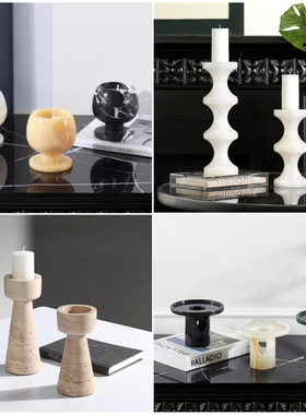 创意大理石香薰烛台烛杯摆件