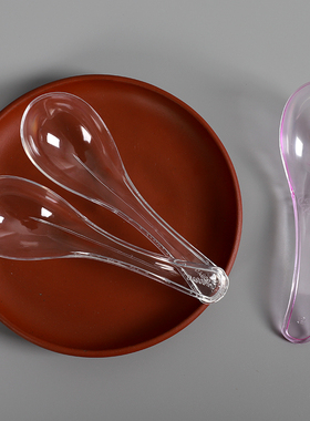 一次性勺子塑料甜品水晶透明商用