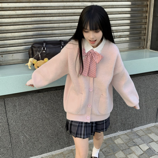 花千猪原创 小月眠开衫 JK多色加厚针织毛衣外套jk制服百搭款上衣