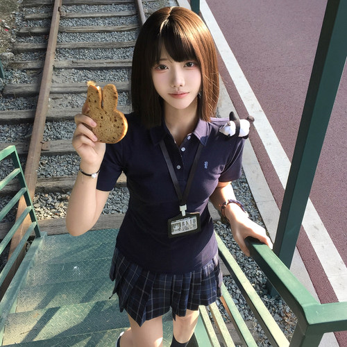 花千猪原创 小淞夏T恤  学院风校供感多色polo衫百搭运动款jk短袖 - 图3