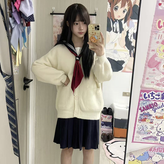 花千猪原创 小月眠开衫 JK多色加厚针织毛衣外套jk制服百搭款上衣