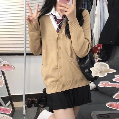 花千猪原创灰色JK毛衣开衫外套女秋款日系学院风jk制服上衣