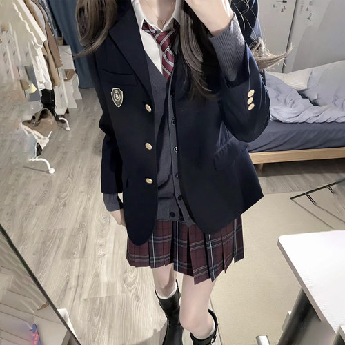 花千猪原创 暮染格裙  jk制服校供感a字型百褶裙红格百搭款jk裙 - 图3