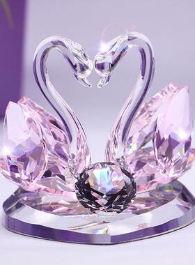 结婚礼物高档创意水晶天鹅一对