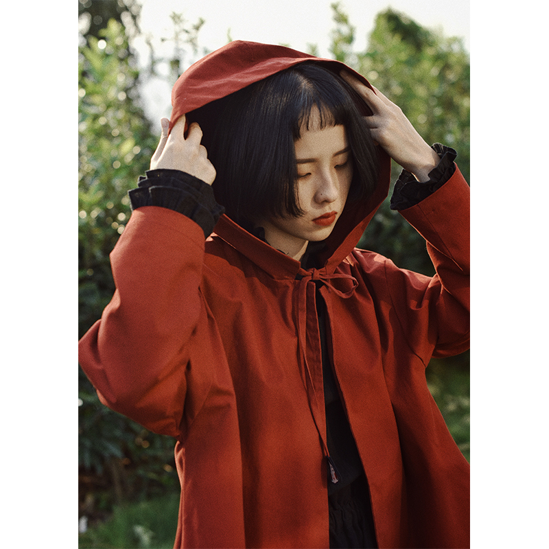 英伦披风斗篷风衣复古文艺可爱少女款红色圣诞款 原创设计小红帽 英伦披风斗篷风衣复古文艺可爱少女款红色圣诞款 原创设计小红帽