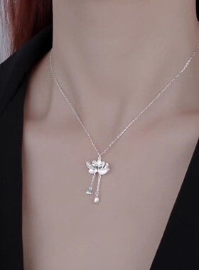 莲花流苏项链女新款爆款好运莲莲吊坠新中式小众