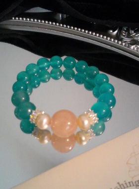 【J原创】天然天河石西柚粉晶白水晶天然水晶搭配天然珍珠