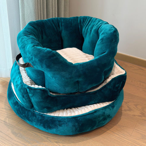 祖母绿狗窝猫窝提手深度睡眠四季宠物床沙发狗垫子保暖秋冬加厚 - 图0