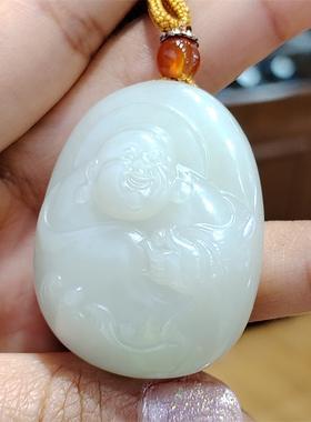 小石头和田玉弥勒佛白玉