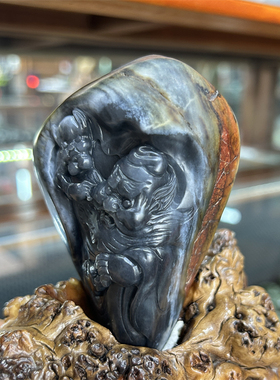 新疆和田青花玉钟馗摆件   平安无事牌弥勒佛挂件吊坠  xx13099