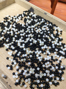 传奇黑羊脂~新疆和田黑青籽料指甲纹白皮黑青玉珠珠108佛珠