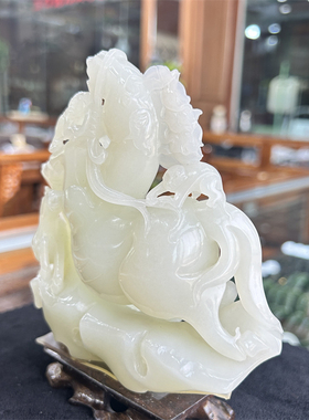 已结缘~ 新疆和田白玉山料摆件马上封侯   弥勒佛观音 xx19086