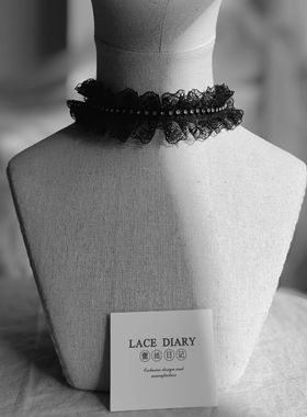 GT哥特式暗黑系蕾丝钻链项链锁骨链脖颈链蕾丝项链复古歌德朋克风