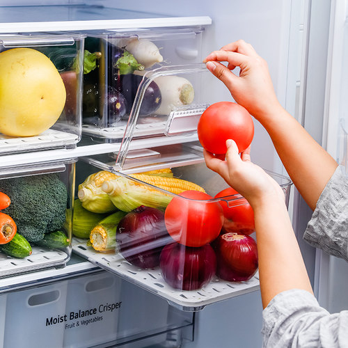 特大容量冰箱收纳盒食品级PET水果蔬菜冷藏沥水保鲜盒整理盒子 - 图1