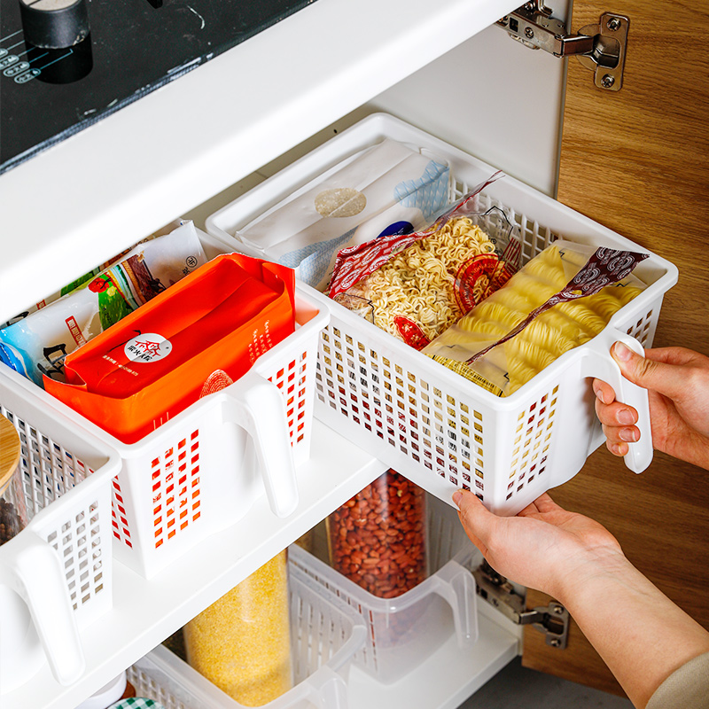 日本进口冰箱收纳筐带手柄收纳篮家用橱柜厨房果蔬杂物整理储存 - 图1