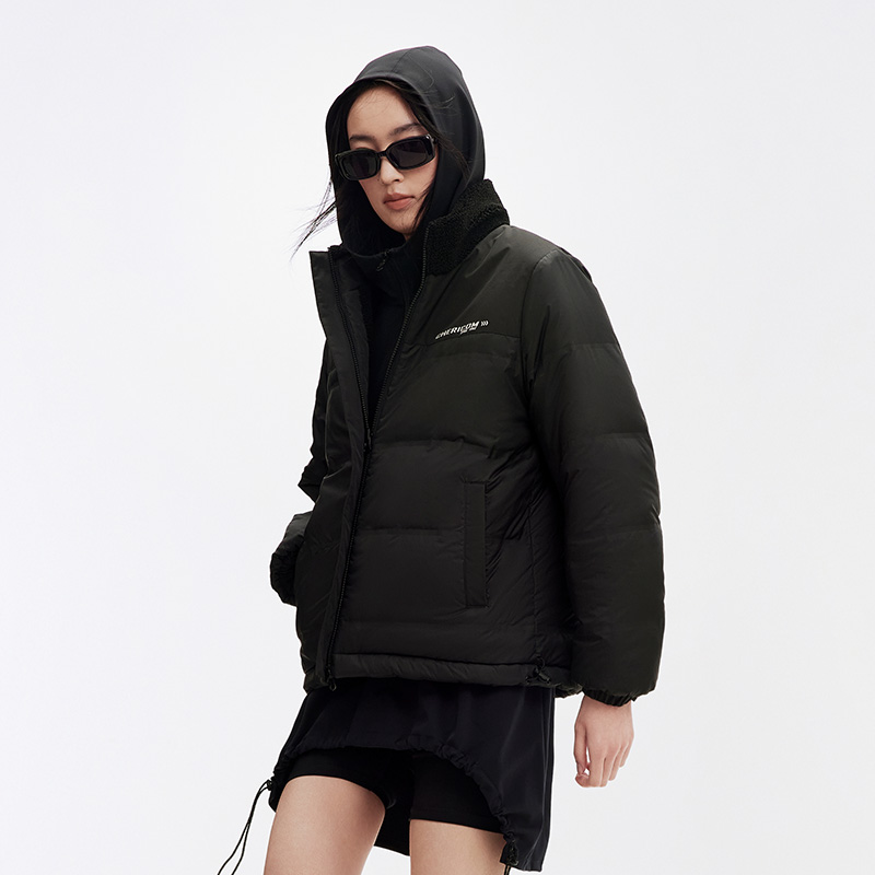 千仞岗秋季短款羊羔绒正反双面穿情侣男女同款羽绒服外套