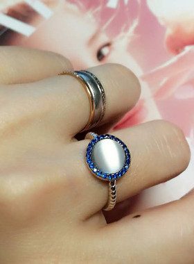 北欧复古月光石戒指猫眼纯银