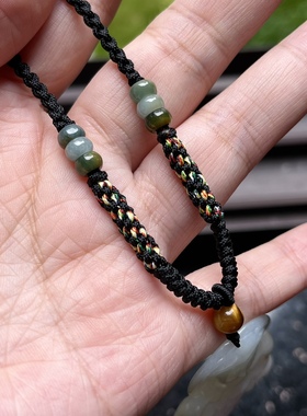 纯手工编粗款男士项链绳翡翠吊坠