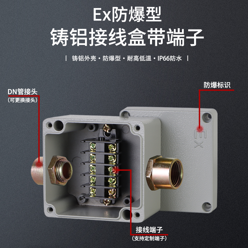 防爆接线盒带端子DN管接头防爆分线盒户外铝合金铸铝接线箱防水-图0