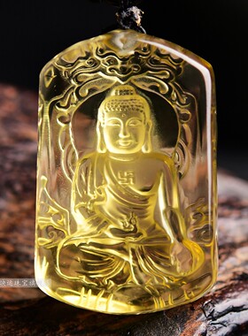 黄水晶阿弥陀佛菩萨吊坠属猪属狗