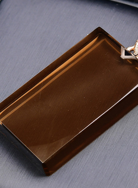 茶水晶烟晶平安无事牌吊坠男方牌