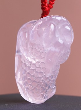 粉水晶三足金蟾吊坠吸金三脚蟾蜍