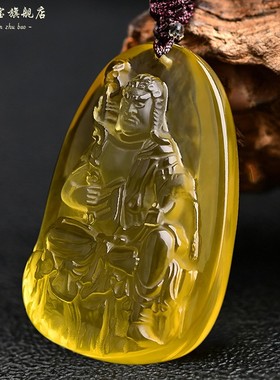 黄水晶属鸡不动明王吊坠不动菩萨