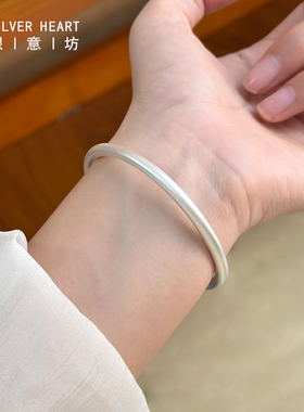 纯银9999古法手镯平安喜乐实心款