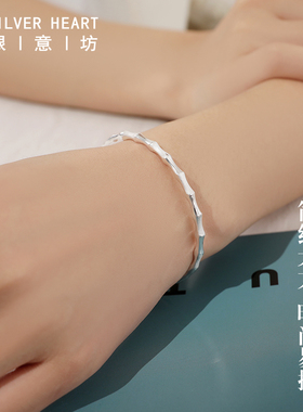 10-18岁少女款竹节银手镯礼盒装