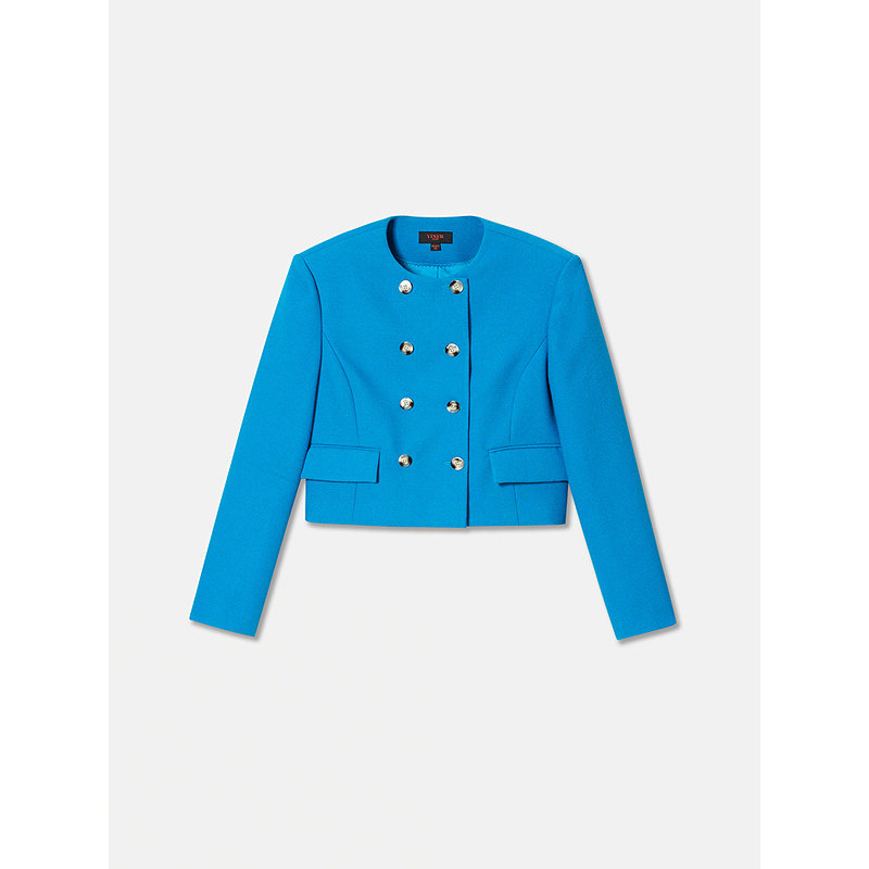 【1996系列】YINER音儿2026春季新款时尚复古双排扣短款圆领外套,淘宝优惠券,粉丝福利购,淘宝优惠卷