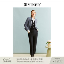 YINER Soundtrack Special Womens Clothing Spring And Autumn Classic Short Lamb Leather Big Leather Coat Grey Coat