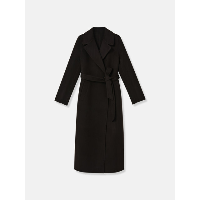 【美丽诺羊毛】YINER音儿冬季双面毛呢大衣长款驳领外套