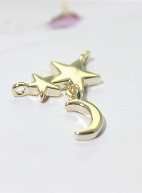 diy镀金防过敏小挂件月亮吊坠