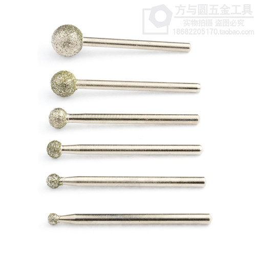 3mm圆球形60目粗砂电镀金刚砂磨头磨针磨棒电磨头原石去皮圆形 - 图1