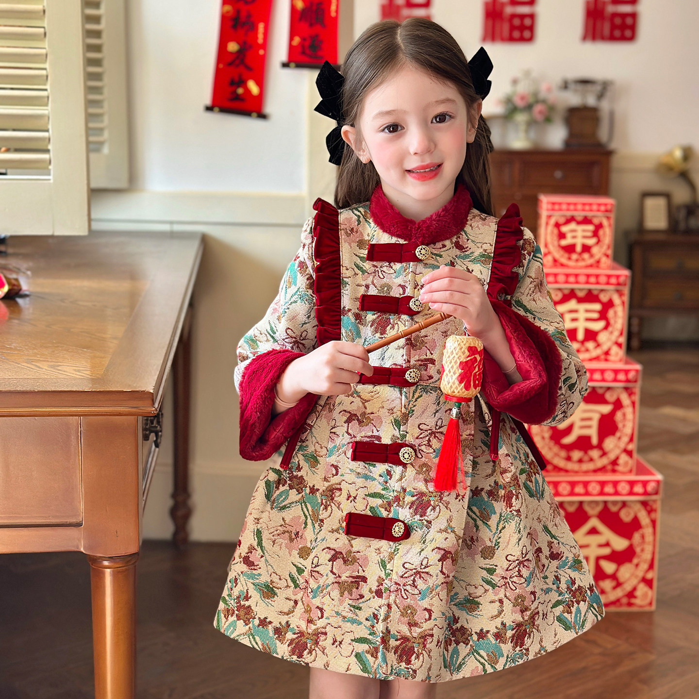 栀了成长记童装女童国风新年上衣2025冬季儿童新中式夹棉保暖外套,淘宝优惠券,粉丝福利购,淘宝优惠卷