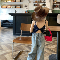 Original Child Clothing Girl Retro 100 Hitch Harnesses Summer Children Womens Baby Design Sensation Dew Back Short Vest Outwear