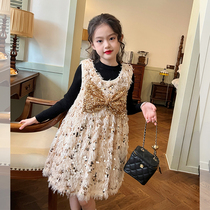 The Gardenia Grow Remember Girl girls name Ehime Wind Stream Su Liandress Skirt Autumn Winter Childrens Baby Bright Sheet Vest Skirt Ocean Qi