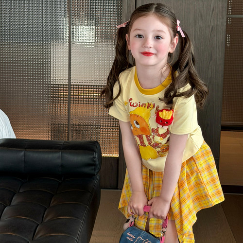 栀了成长记女童装甜酷卡通上衣2026夏季新款儿童美式复古短袖T恤 - 图3