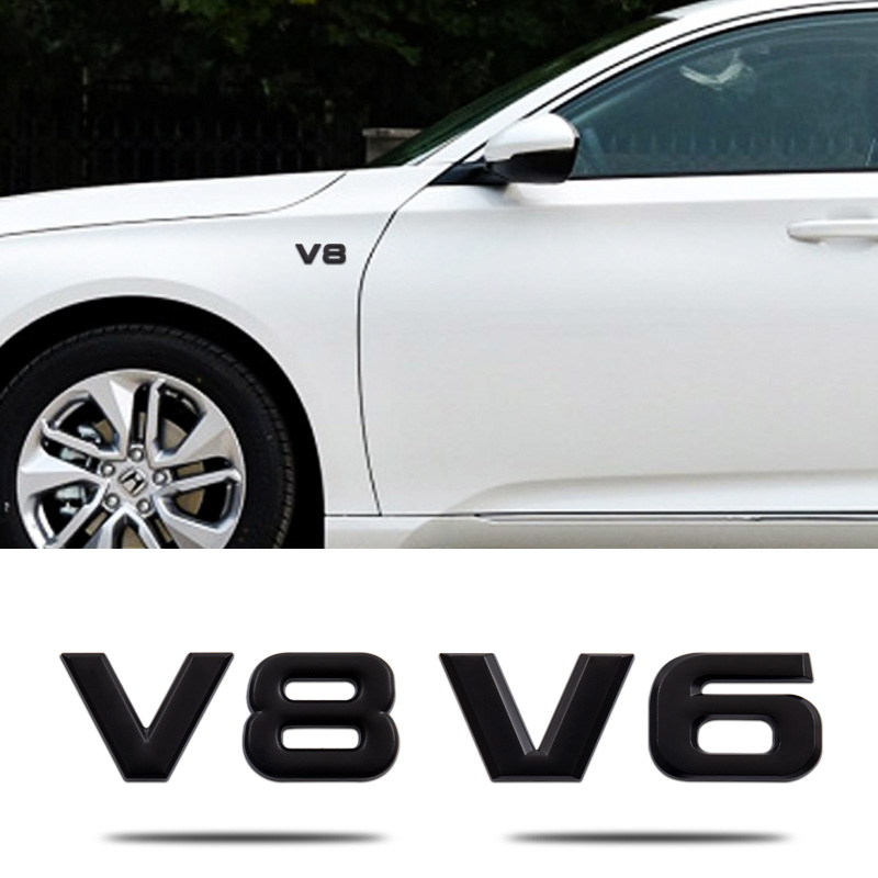 汽车尾标V6 V8改装4WD车贴纸全时四驱大排量AWD越野4X4金属车侧标 - 图1