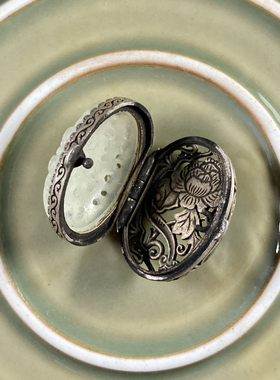 新疆和田玉一级白玉镂空雕花925银镶嵌吊坠挂坠佛珠配件