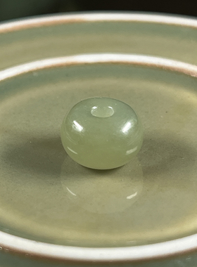 新疆和田玉白玉糖玉且末青青黄口算盘珠10×6平安扣佛珠配件