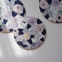 Floral minimalist wind cotton linen round handmade cloth art clip cotton cup cushion tea cushion cute little things