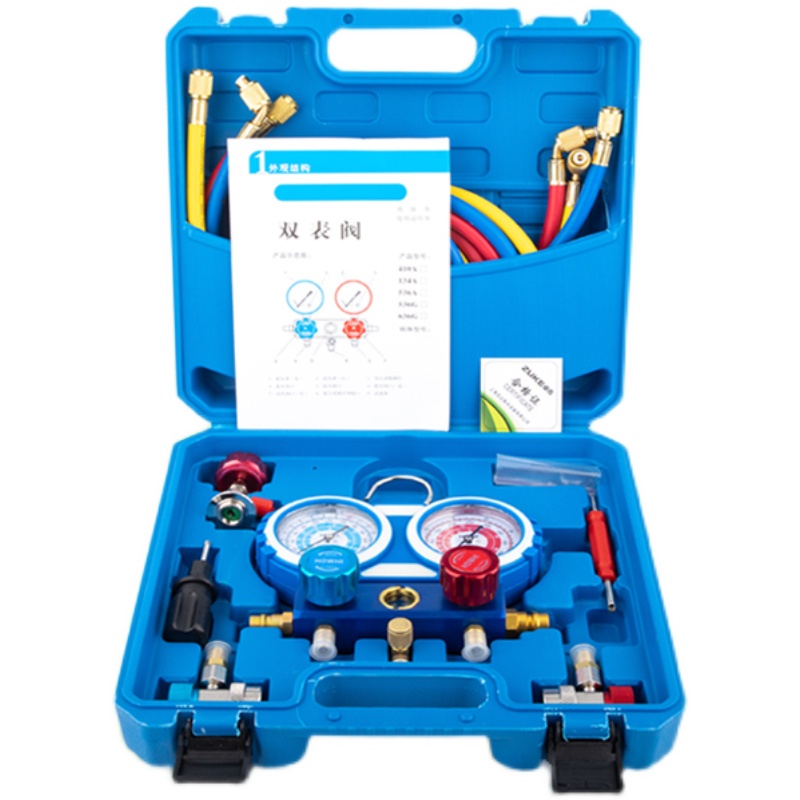汽车空调加氟表R134a冷媒雪种压力表家用充氟表R22R410空调双表阀-图3