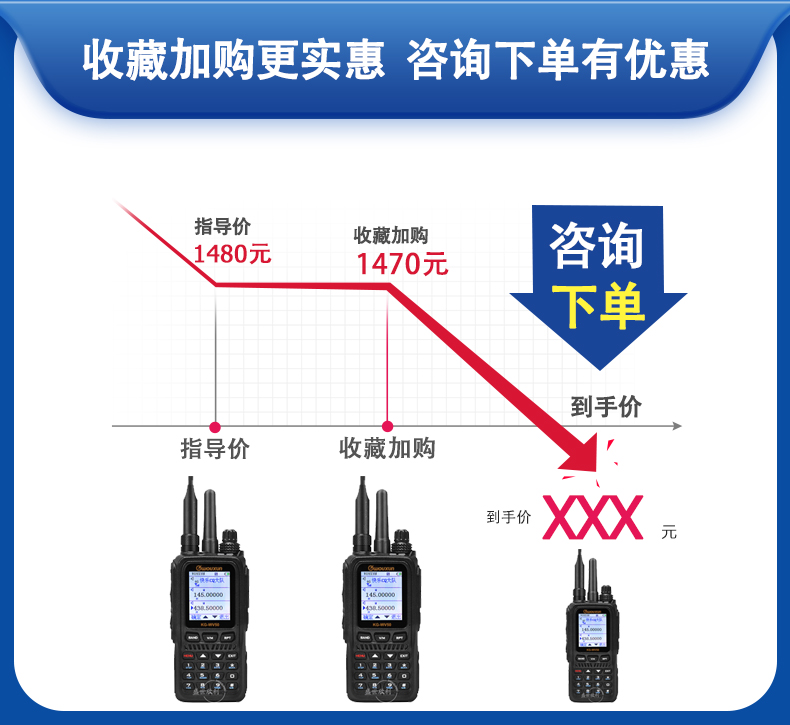 欧讯KG-WV50对讲机5W大功率50公里双模跨段中转公网手台电池7.4V-图0